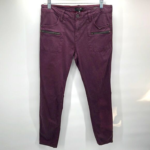 Sanctuary denim purple wine ProMidal ace utility skinny jeans zip pockets 30 EUC - Picture 4 of 12
